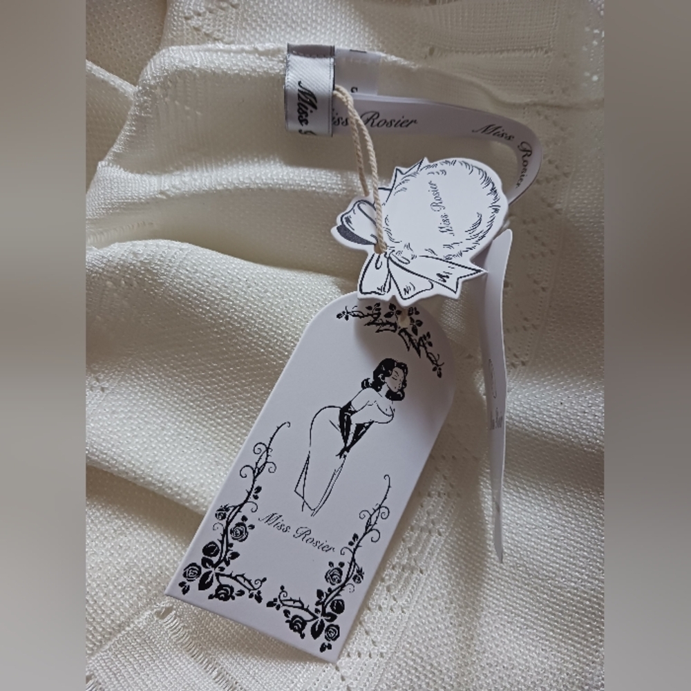 NWT Miss Rosier Geraldine White Pointelle- Knit Midi Dress Size S - Picture 13 of 14
